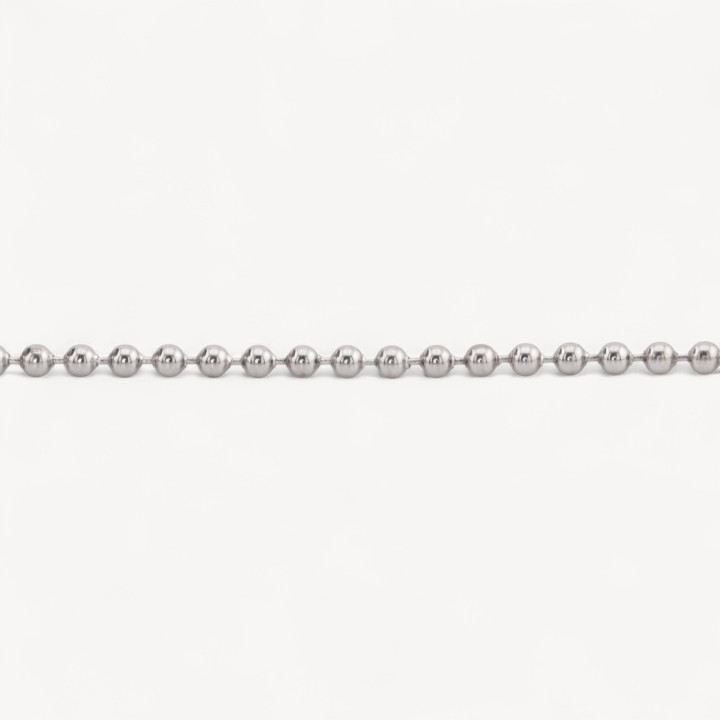 Catena A Metraggio Di Argento 925 Palline 2,5mm 50cm Rodiato