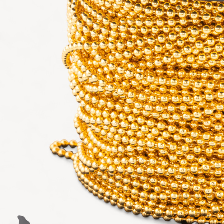 Catena A Metraggio Di Argento 925 Palline 2,5mm 50cm Dorato