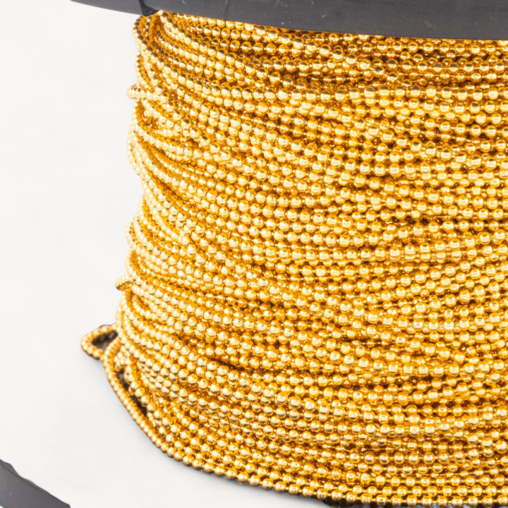 Catena A Metraggio Di Argento 925 con Palline 1,5mm 1 Metro Dorato