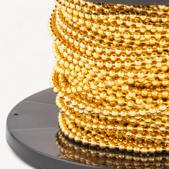 Catena A Metraggio Di Argento 925 con Palline 3mm 50cm Dorato