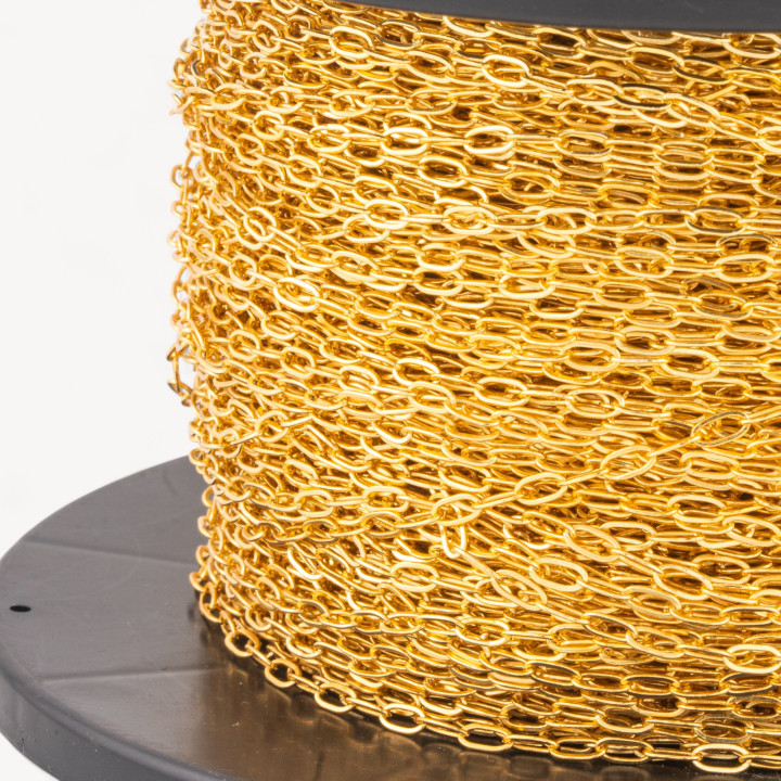 Catena A Metraggio Di Argento 925 Ovale da 2,5mm 1 Metro Dorato