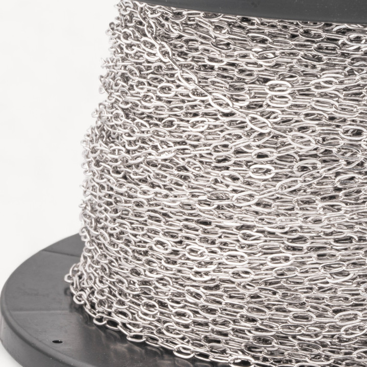 Catena A Metraggio Di Argento 925 Ovale da 2,5mm 1 Metro Rodiato