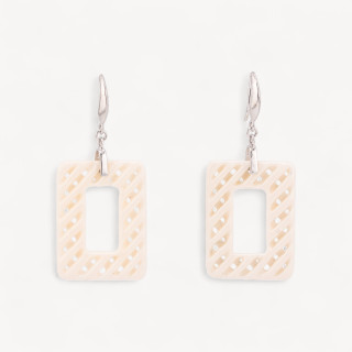 Orecchini A Monachella Di Argento 925 E Resina Rettangolo Forato