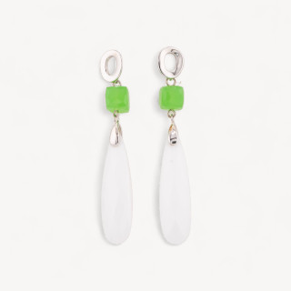 Orecchini A Perno Di Argento 925 Con Cubic Zirconia E Zirconi 10x67mm