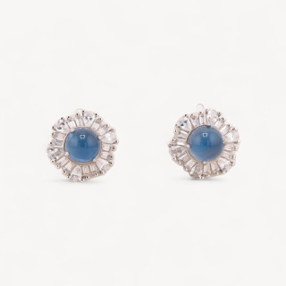 Orecchini Di Argento 925 A Castone 1 Coppia Blu
