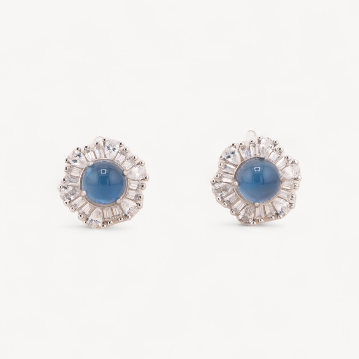 Orecchini Di Argento 925 A Castone 1 Coppia Blu