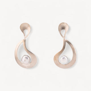 Orecchini Di Argento 925 Made in ITALY Con Perle Di Fiume Goccia Rodiata