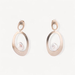 Orecchini Di Argento 925 Made in ITALY Con Perle Di Fiume Ovale Rodiato