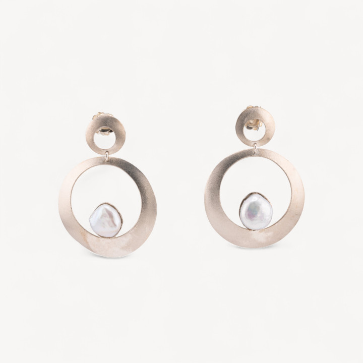 Orecchini Di Argento 925 Made in ITALY Con Perle Di Fiume Tondo Rodiato