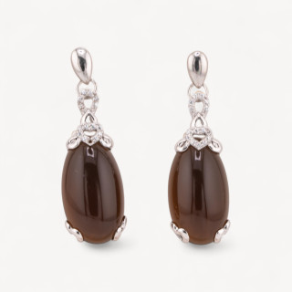 Orecchini Perno Di Argento 925 Marrone