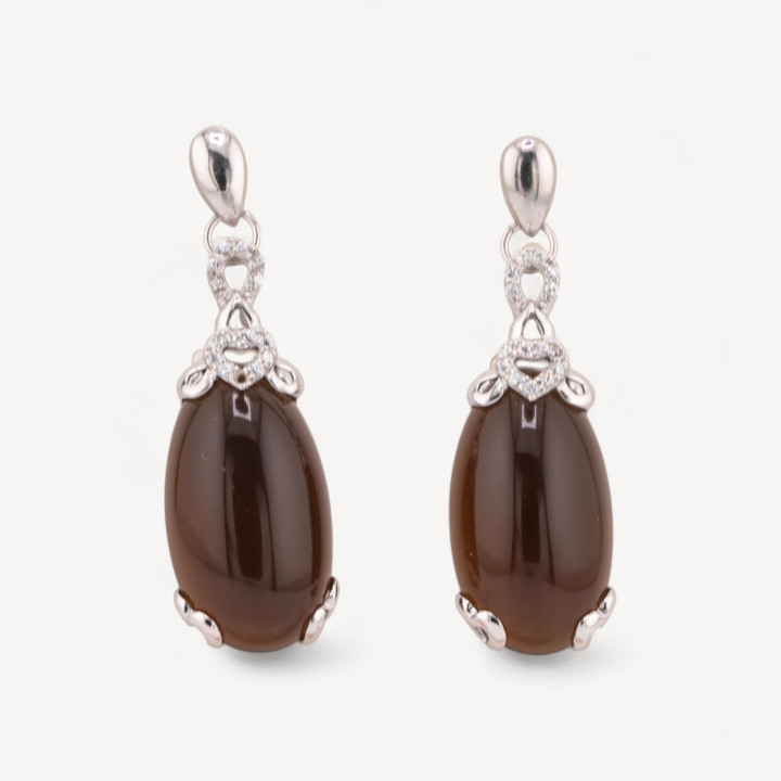 Orecchini Perno Di Argento 925 Marrone