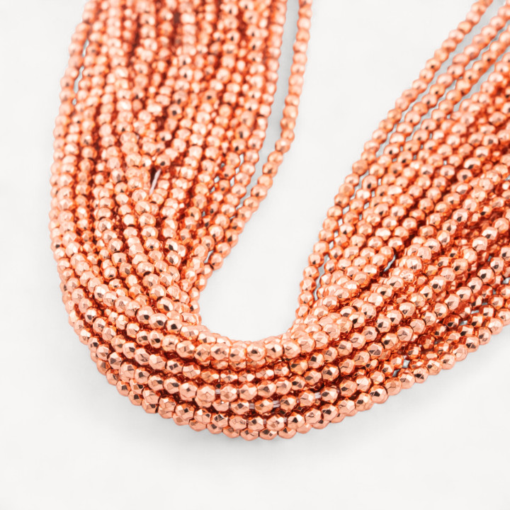 Ematite Oro Rosa Perlina Tonda Sfaccettata 2mm