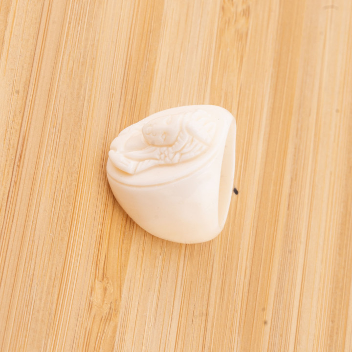 Anello Di Osso Naturale Inciso A Mano 24mm MOD2