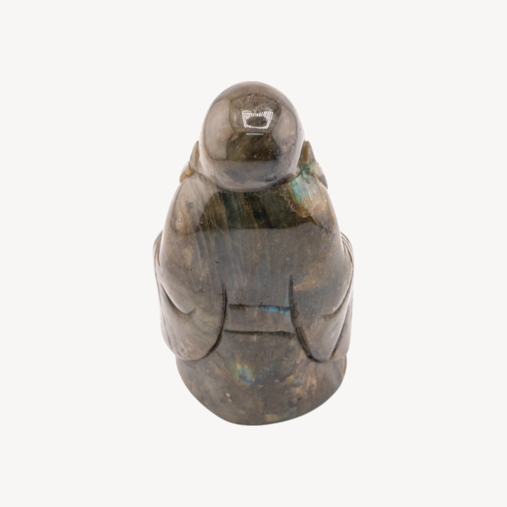 Soprammobile Statua Incise a Mano Buddha Di Pietre Naturali 11x5cm 1pz Labradorite Verde