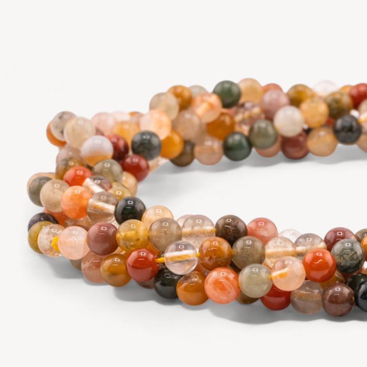 Quarzo Rutilato Multicolor Perlina Tonda liscia 6mm