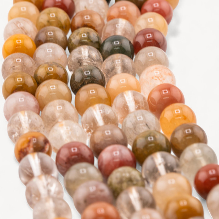 Quarzo Rutilato Multicolor Perlina Tonda liscia 9-10mm