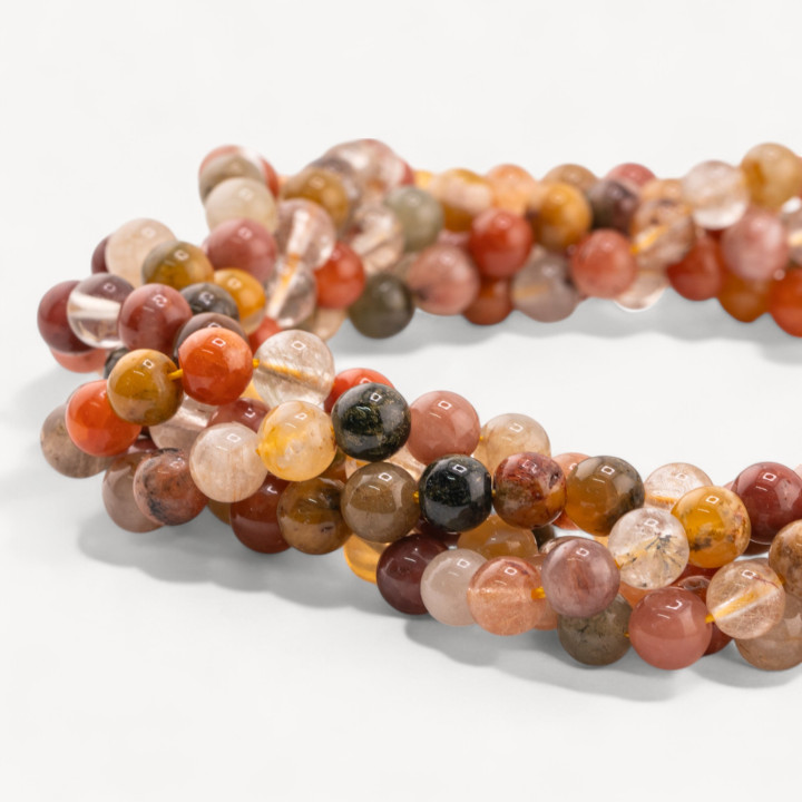 Quarzo Rutilato Multicolor Perlina Tonda liscia 7-8mm