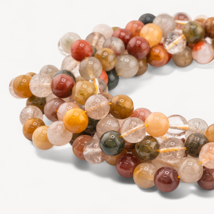 Quarzo Rutilato Multicolor Perlina Tonda liscia 9-10mm