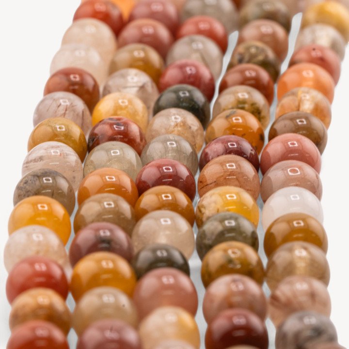 Quarzo Rutilato Multicolor Perlina Tonda liscia 7-8mm