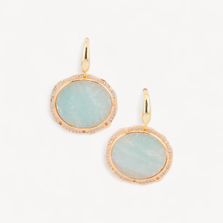 Orecchini A Perno in Bronzo Con Pietre Dure Piastra Incastonata