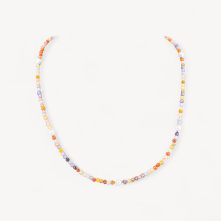 Collana Girocollo Di Zirconi E Perle Di Maiorca Con Chiusura in Argento 925 Rodiato 41cm + 5,5cm Multicolor