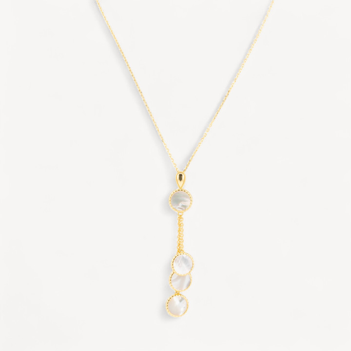 Collana In Argento 925 Con Pendenti Con Madreperla Dorata