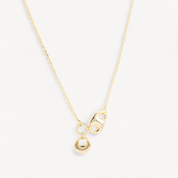 Collana In Argento 925 Con Pendenti Con Zirconi Dorata