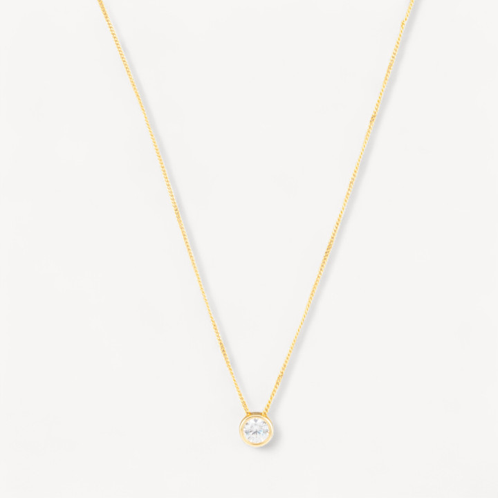 Collana In Argento 925 Con Pendenti Con Zirconi Dorata