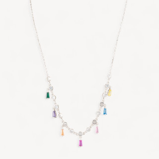 Collana In Argento 925 Con Pendenti Con Zirconi Rodiata