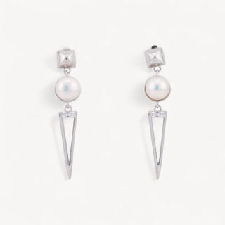 Orecchini In Argento 925 Con Zirconi E Perle Di Fiume Rodiati