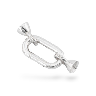 Chiusura A Scatto Di Argento 925 9x28mm Con Coppette Da 5,5mm 1pz Rodiato