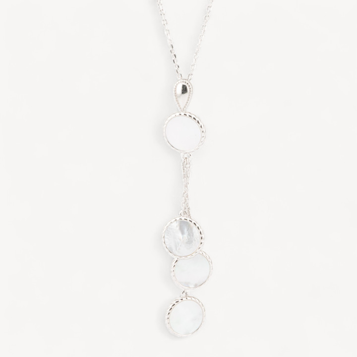 Collana In Argento 925 Con Pendenti Con Madreperla Rodiata
