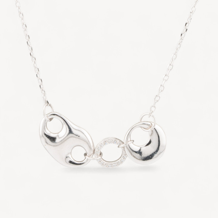 Collana In Argento 925 Con Pendenti Con Zirconi Rodiata