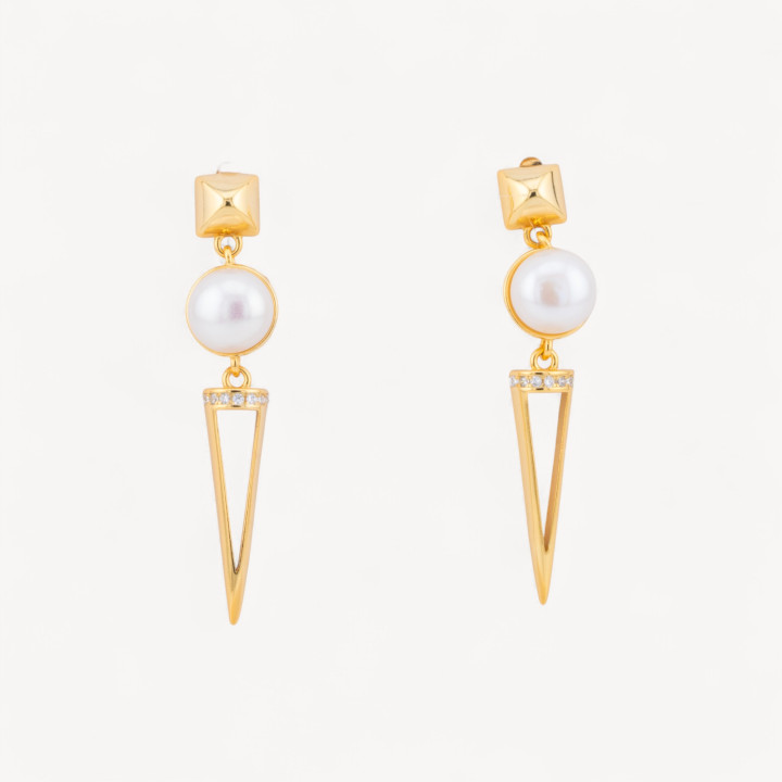 Orecchini In Argento 925 Con Zirconi E Perle Di Fiume