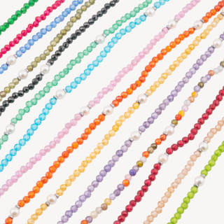 Collana con Cristalli E Perle Di Maiorca Con Chiusura e Catenina In Acciaio Dorato 10pz