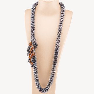 Collana Di Cristalli A Grappoli 70cm MOD1 Nero