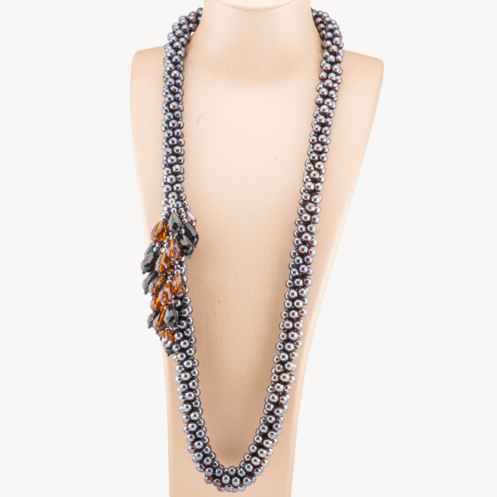 Collana Di Cristalli A Grappoli 70cm MOD1 Nero