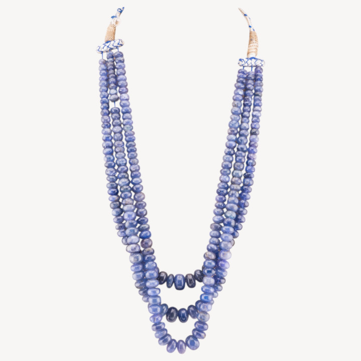 Collana Di Tanzanite A Gradazione con 3 Fili 5,5-11,5mm