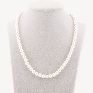 Collana Girocollo Di Perle Di Maiorca da 6mm con Chiusura in Argento 925 Rodiato 41cm + 5,5cm