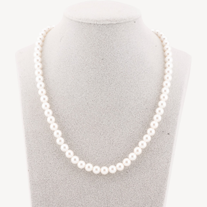 Collana Girocollo Di Perle Di Maiorca da 6mm con Chiusura in Argento 925 Rodiato 41cm + 5,5cm