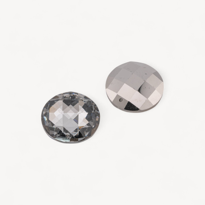 Componente Pendente Cristallo CZ Disco Sfaccettato Diametro 30mm 2pz Rodiato