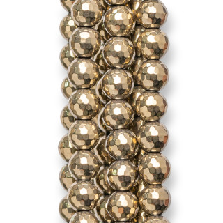Ematite Pirite Perlina Tonda Sfaccettata 6mm
