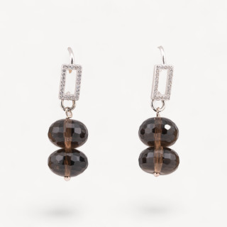 Orecchini In Argento 925 Con Zirconi e Cristalli Fumé