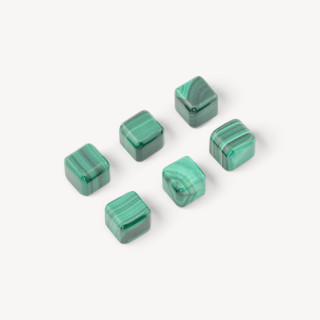 Perline Mezzo Foro Di Malachite Cubo Liscio 10mm 6pz