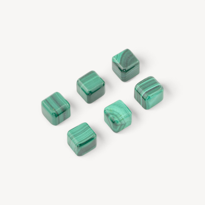 Perline Mezzo Foro Di Malachite Cubo Liscio 10mm 6pz