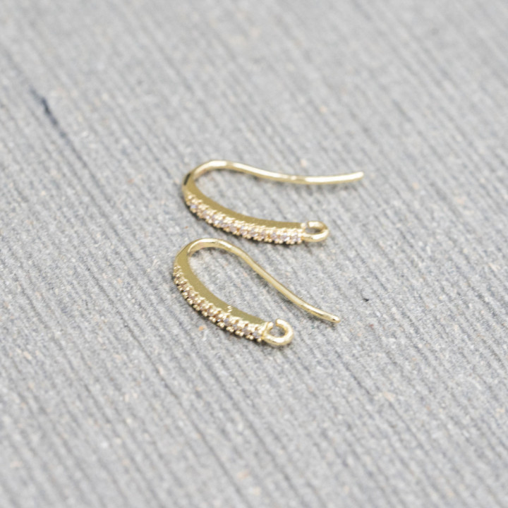 Basen für Bronze-Ohrringe mit Zirkonia-Haken 1,6x18mm 10 Paar Golden