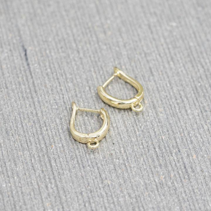 Base Per Orecchini Di Bronzo Perno Chiuso Liscio 11x15,5mm 12 Paia Dorato