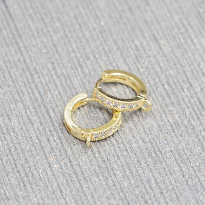 Bases Pour Boucles D'oreilles En Bronze Avec Zircons Dans Un Cercle 6 Paires Doré Blanc