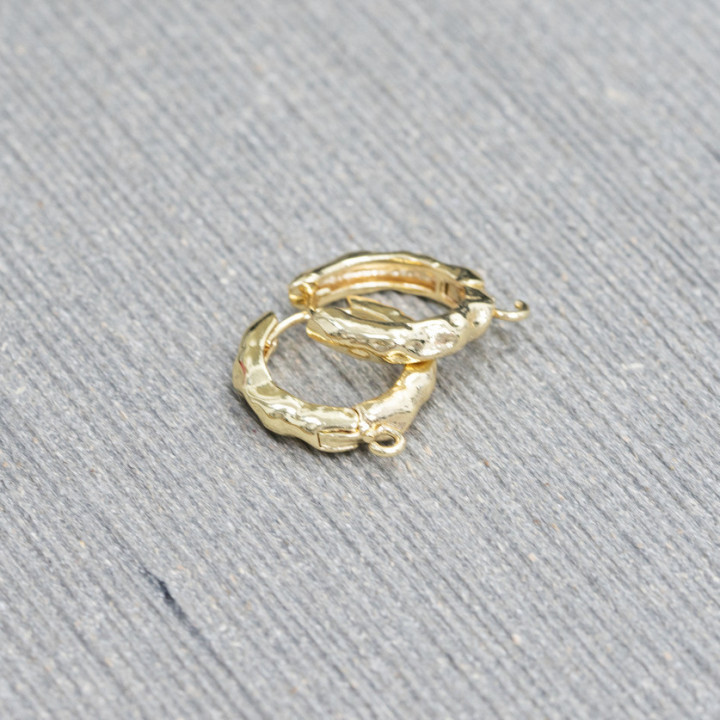 Sockel für Creolen aus Schmiedebronze, 15 mm, 10 Paar, golden