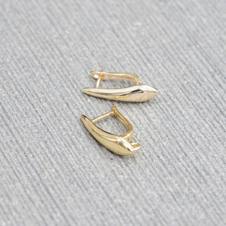 Base de boucle d'oreille en bronze, tige en forme de goutte lisse, 6x21mm, 10 paires, plaqué or